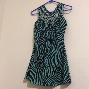 Turquoise Zebra Print Halter Top